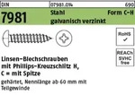 Din 7981-c/iso 7049 Form C Linsenkopf-blechschraube Vg 4,8x90 Stahl Galvanisch