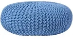 Gro&szlig;er Strickpouf 100% Baumwolle, Blau - Homescapes