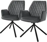 Esszimmerst&uuml;hle 2er Set Samt Anthrazit, Wohnzimmerstuhl Mit Arm- Und R&uuml;ckenlehne,