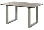 Massivmoebel24 - Esstisch Akazie 140x90 Braun Lackiert / U-beine Silber Matt...