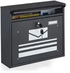 Relaxdays Briefkasten, Briefmotiv, Abschlie&szlig;bare Postbox, Hxbxt: 31 X 36 X 11...