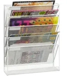 Relaxdays - Zeitschriftenhalter Wand, A4-querformat, 5 F&auml;cher, Metall,