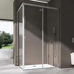Doporro&reg; Duschkabine Schiebet&uuml;r Duschabtrennung 80x120cm Eckeinstieg Klarglas