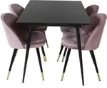 Silarblext Essgruppe Esstisch Ausziehbarer Tisch L&auml;nge Cm 120 / 160 Schwarz Und 4