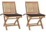 Gartenst&uuml;hle Set Aus 2 Mit Taupefarbenen Kissen Aus Massivem Teakholz