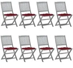 Vidaxl Folding Chairs 8 Pcs With Cushions Solid Acacia Wood (2x46336+2x314888)