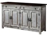 Sideboard Mango / Akazie 150x45x90 Wei&szlig; Gewachst Castle-antik 261