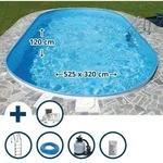 Stahlwandpool Set Oval Fererra 525x320x120 Cm, Stahl 0,6 Mm Wei&szlig;, Folie 0,6 Mm...
