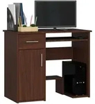 Abamihome - Pc-schreibtisch Akord Jay In Der Farbe Wenge Schublade Und 3 Ablagen B90