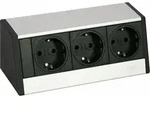 R-dock Steckdosenelement 3xschuko Alufarbig, Schwarz - Tischsteckdose, 3