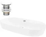 Luxebath - Ml-design Waschbecken Aus Keramik In Wei&szlig; 80x40x12 Cm Oval Inkl.