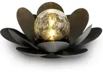 Led Solar Lotusbl&uuml;te Schwarz Mit Crackleglas Kugel - 24 X 10 Cm - Garten Deko