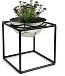 Dandibo - Blumenhocker Metall Mit Topf Schwarz Silber 20 Cm Blumenst&auml;nder 96256 S