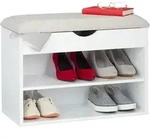 Schuhbank, Gepolsterte Garderobenbank, 3 F&auml;cher, Aufklappbar, Schuhregal Mit