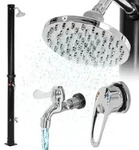 Ml-design Solardusche 20 L 210 Cm Rund Mit Fu&szlig;dusche Und Regenduschkopf, Schwarz,