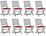 Vidaxl Faltbare Gartenst&uuml;hle Set Von 8 Mit Kissen Akazienholz