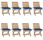 Klappbare Gartenst&uuml;hle Mit Kissen 8 Stk. Massivholz Teak Vidaxl