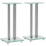 Vidaxl Speaker Stands 2 Pcs Tempered Glass 2 Pillars Design Silver