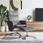 Massagesessel Mit Fu&szlig;hocker Grau Kunstleder Vidaxl