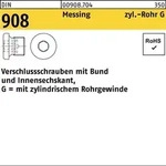 Din 908 Verschlussschraube Vg 1/4' Messing Blank Innensechskant Mit Bund 100 Stk