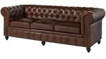 Sofa 3-sitzer Echtleder 216x82x75 Braun Chesterfield 103