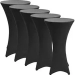 Stretch Stehtisch Bistrotisch Husse, &Oslash;80-85cm, Schwarz, 5er Set