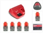 Milwaukee - Akku Starter Set 12 V Mit 4x Akku 2,0 Ah + M12 C12c Ladeger&auml;t