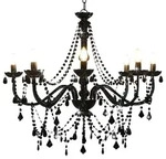 Vidaxl Chandelier With Beads Black 8 X E14 Bulbs