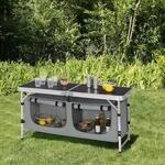 Woltu Campingtisch Campingschrank H&ouml;henverstellbar Mit Stauraum Schwarz+grau