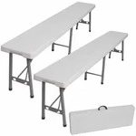 Trutzholm &reg; - 2x Bierzeltbank F&uuml;r 4 Personen Kunstoff Wei&szlig; 180 Cm Klappbar