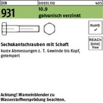Din 931/iso 4014 Sechskant-schaftschraube M20x170 Stahl 10.9 Galvanisch...