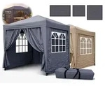 Faltpavillon 1,5 X 2,9 M Smoky Grau, 4 Easy-klett Seitenw&auml;nde (2...