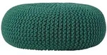 Homescapes Gro&szlig;er Strickpouf 100% Baumwolle, Tannengr&uuml;n