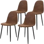 4er Set Esszimmerst&uuml;hle Mit R&uuml;ckenlehne, Braun, Skandinavisches Vintage