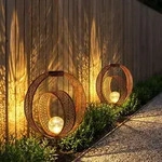 2x Solarlampe Orientalische Kugel Garten Crackle Glas Rost Optik H 42 Cm