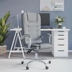 Vidaxl Massage Reclining Office Chair Light Grey Fabric