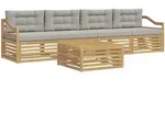 Outdoor-sofagarnitur 5 Pcs Wei&szlig; Und Hellgrau Massivholz Akazie Vidaxl