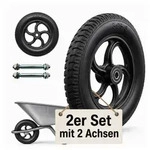 Relaxdays Sackkarrenrad 2er Set, 3.25-8, Vollgummi, Komplettrad Stahlfelge, Mit
