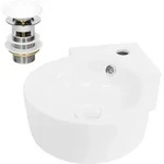 Ml-design Waschbecken Eck Aus Keramik In Wei&szlig; 45x36x13 Cm Rund Inkl....