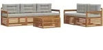 Outdoor-sofagarnitur 6 Stk. Natur Und Hellgrau Vidaxl