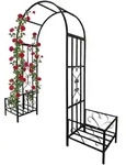 Relaxdays Rosenbogen Metall, Mit Pflanzk&auml;sten, Torbogen Garten, Hbt 206x216x50cm,