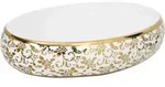 Vidaxl - Aufsatzwaschbecken Wei&szlig; Und Golden Oval 59x40x15 Cm Keramik