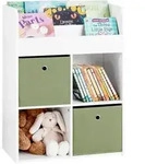 Kmb79-w Kinder B&uuml;cherregal Kinderregal Mit 2 Stoffboxen Spielzeugregal