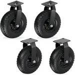 Relaxdays 2x Bockrolle + 2x Lenkrolle Set, Luftbereiftes Schwerlastrad 3.00-4,