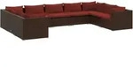 9-tlg. Garten-lounge-set Mit Kissen Poly Rattan Braun Vidaxl