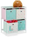 Kinderregal Mit 4 Boxen, Jungen & M&auml;dchen, Lama-design, Regal Kinderzimmer,