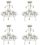 Vidaxl Crystal Pendant Ceiling Lamp Chandeliers 4 Pcs Elegant White (4x240686)