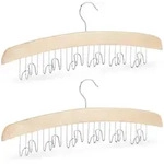 G&uuml;rtelhalter Kleiderschrank, 2er Pack, 12 G&uuml;rtel, Haken 360&deg; Drehbar, Lotusholz,
