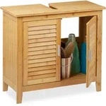 Waschbeckenunterschrank Bambus, Hxbxt: 60x67x30 Cm, 1 Gro&szlig;es Fach, 2 T&uuml;ren,