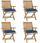 Klappbare Gartenst&uuml;hle Mit Kissen 4 Stk. Massivholz Teak Vidaxl